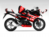 Honda CBR 125 R RR Lines Design Siyah Kırmızı Beyaz Sticker Set